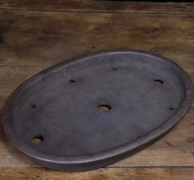 Black clay oval shallow basin, large 53cm and extra-large 64cm purple clay pot for bonsai and succulents