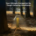 Army Green telescopic folding camping lantern with tripod and glass petal lampshade