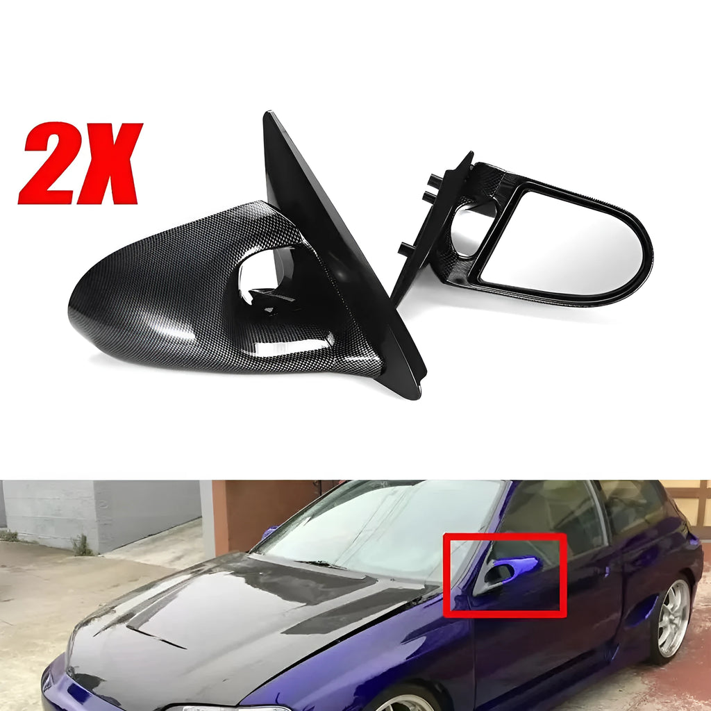 Pair of car modification rearview mirrors for 1992-1996 Civic 4-door in bright black finish