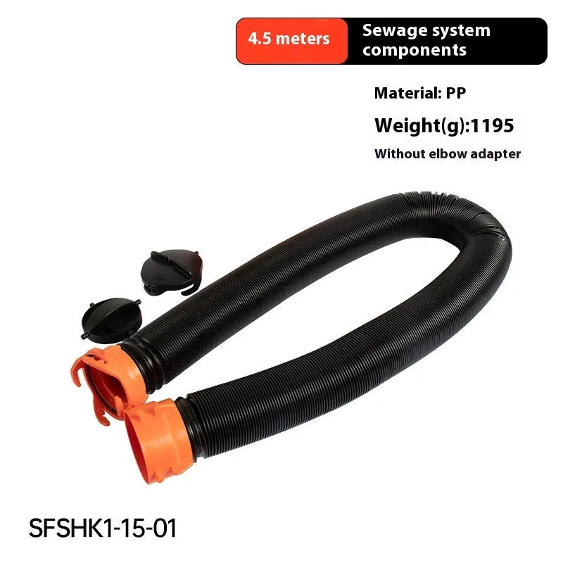 90 degree sewage hose elbow joint for caravan waste drainage systems showing right-angle bend