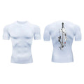 Men's loose fit short sleeve T-shirt featuring a sword pattern print on the front.