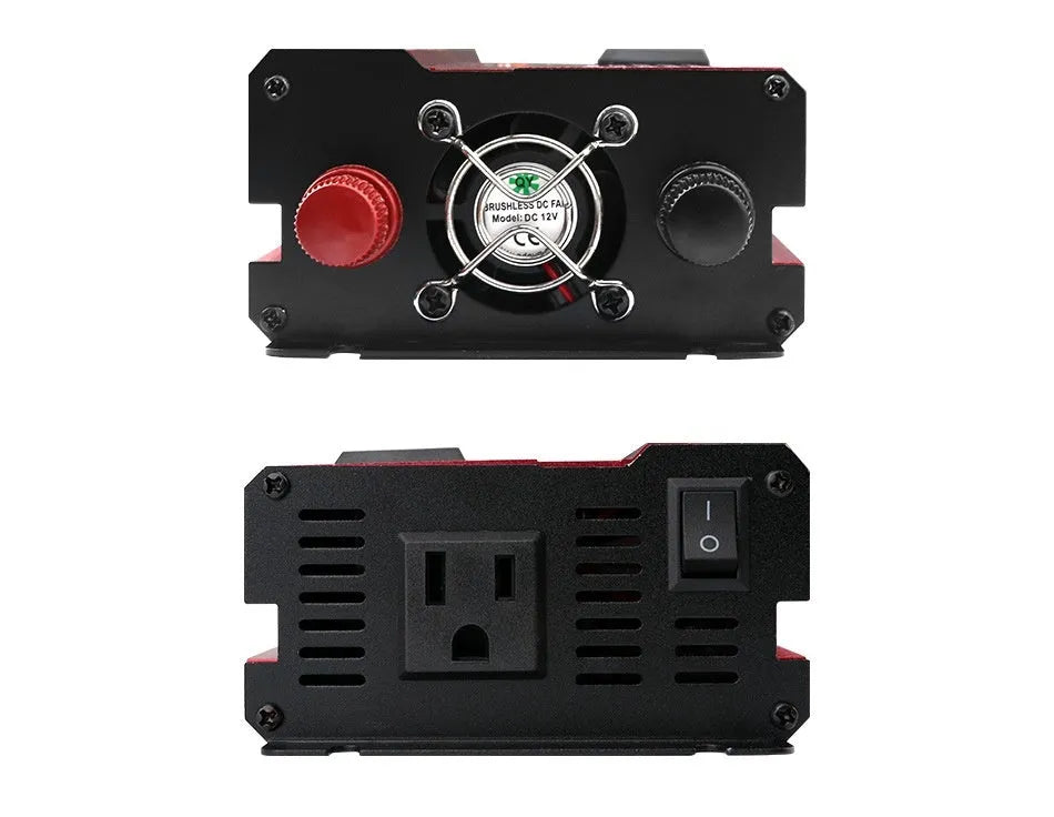 1200W car inverter 12V 24V to 110V US outlet, black or red, 26cm x 10cm x 5.5cm, LED display