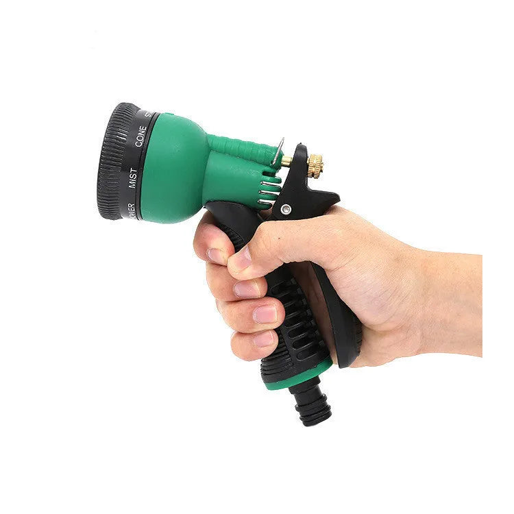 Green multifunctional high-pressure spray gun with PP head and ABS handle for garden watering and car washing