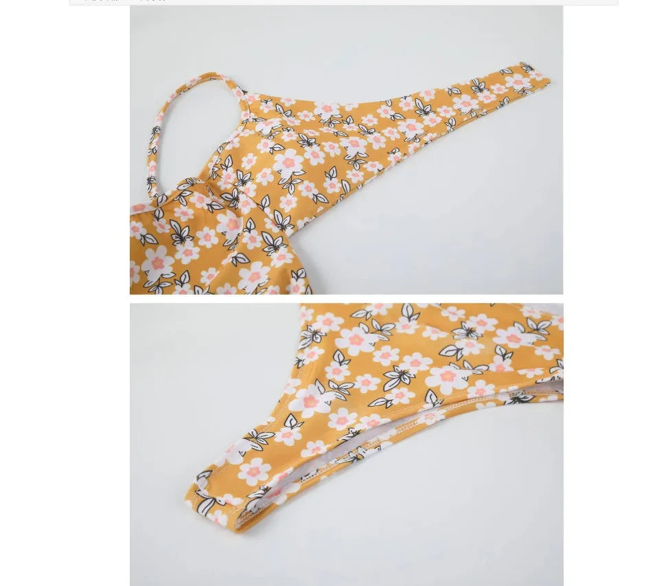 One-piece swimsuit tie knot print open back solid colour women's polyester swimsuit ZC2520