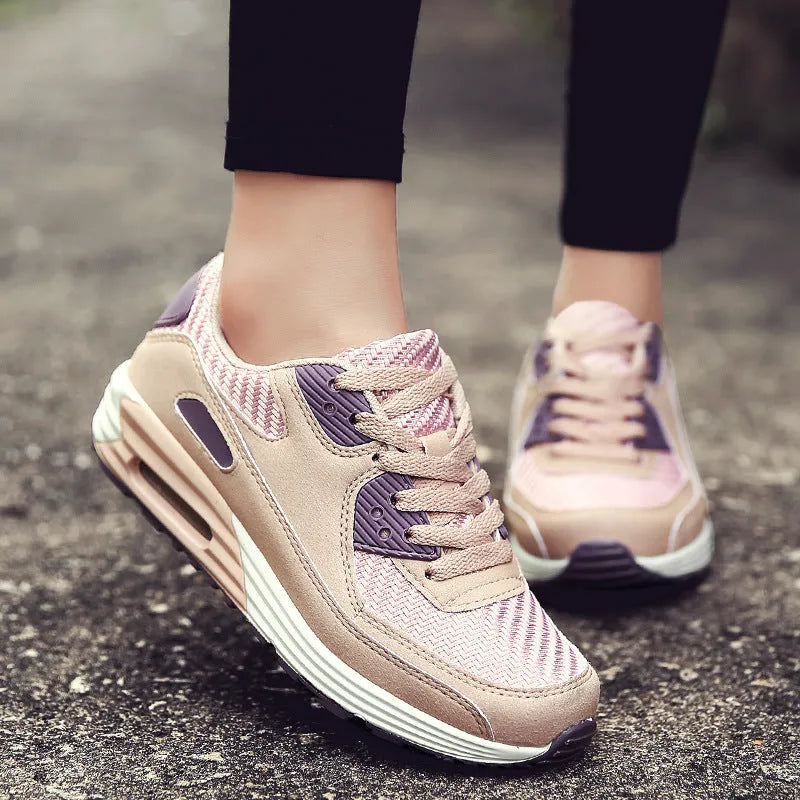 Women's casual wedge heel shoes in beige orange, grey, and pink purple colours with 3.5cm heel
