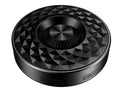 Black, orange, and silvery white mini portable Bluetooth speaker with microphone