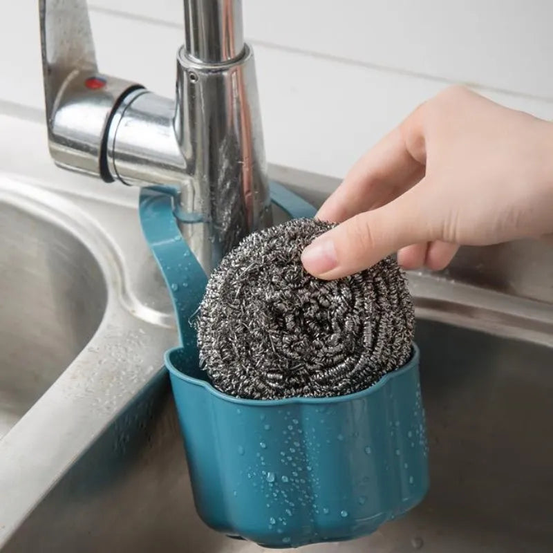 Nordic style plastic sink drain basket in dark blue with removable basket section
