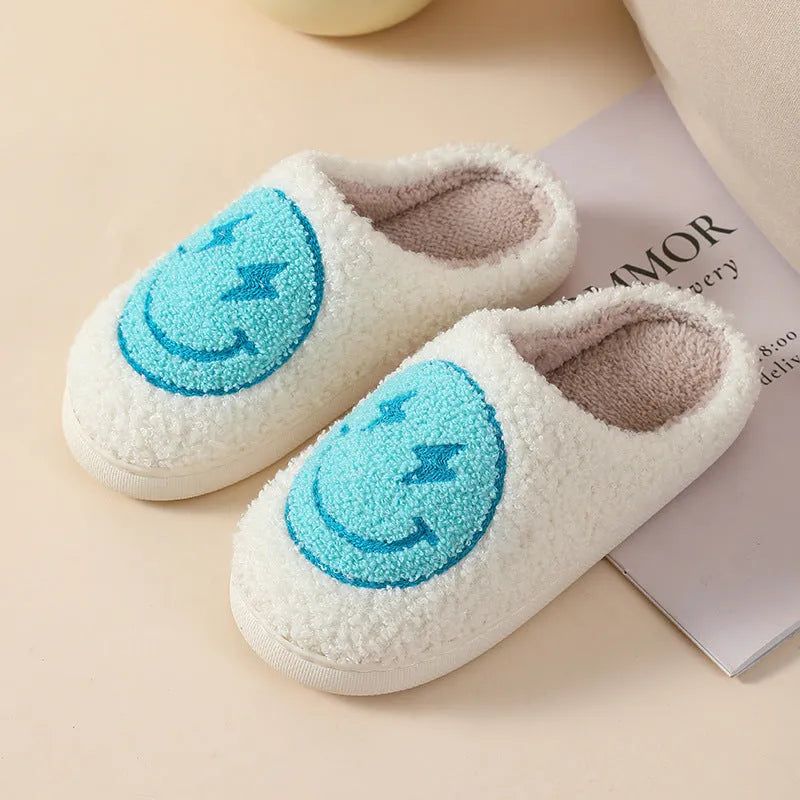 Women's cartoon love style plush slippers with non-slip PVC soles in multiple colour options