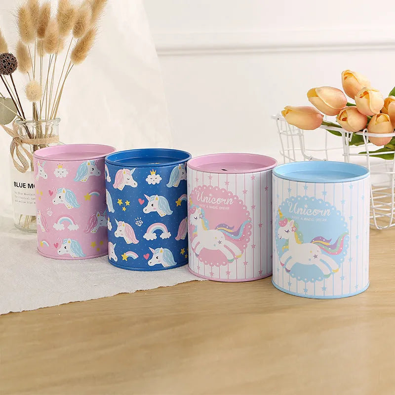 British style creative metal piggy bank for coins, measuring 85mm by 85mm by 102mm.