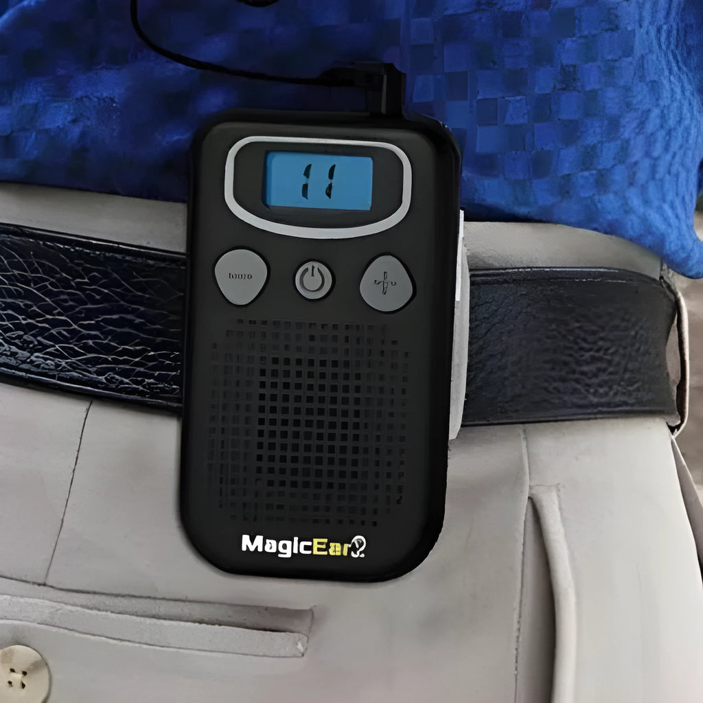 Digital hearing aid for elderly with Magic Ear technology, mobile design for daily use