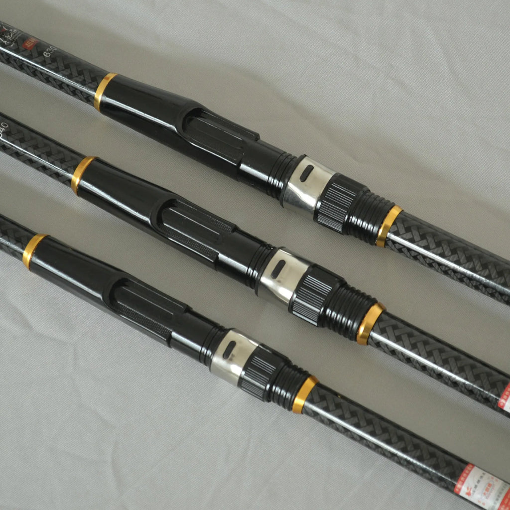 Carbon fibre telescopic fishing rod with four adjustable lengths for saltwater and freshwater rock fishing