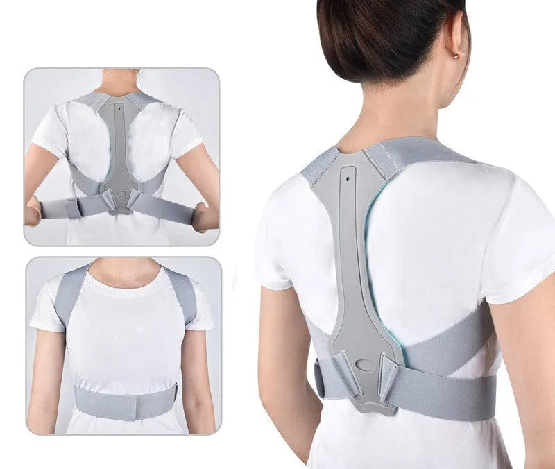 Silver unisex posture correction belt with Velcro straps, sizes S M L, for children and adults
