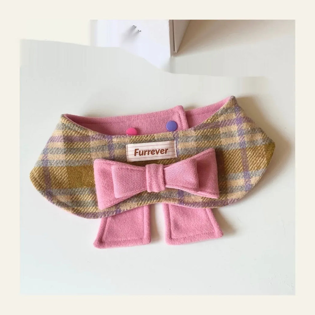 My Maillard Puppy Bow Bib polyester pet collar in gift colour, adjustable from 15cm to 50cm neck size, with attached bow