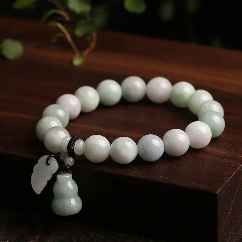 Natural emerald jade geometric pendant bracelet with hanging design