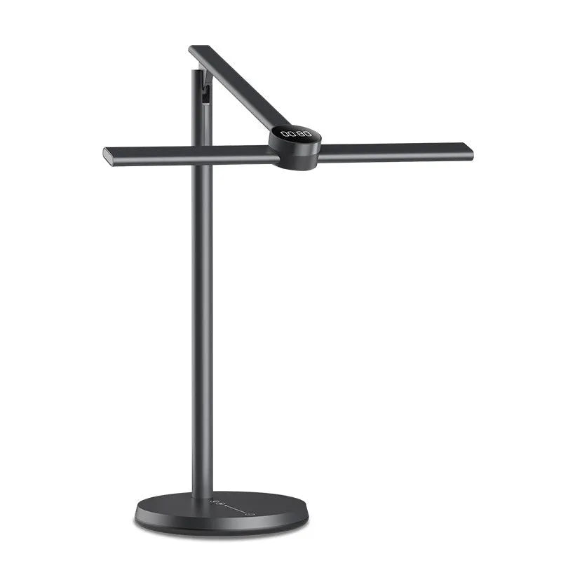 Folding alloy LED desk lamp with touch switch and stepless dimming for study or bedside use