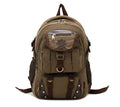 Large canvas travel backpack with air cushion strap in black, 20-35L capacity, front pocket visible