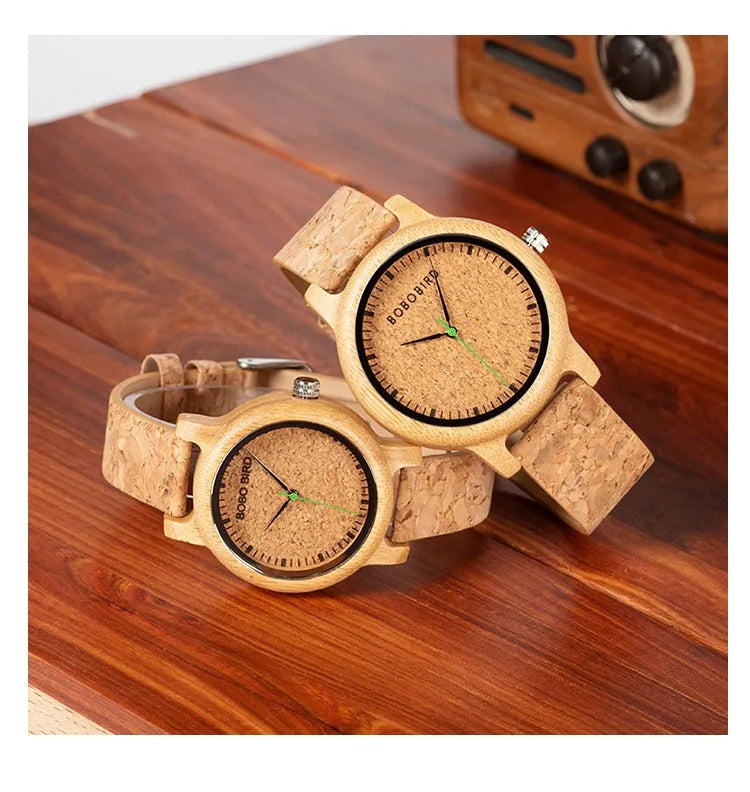 BOBO BIRD bamboo watch M11 M12 with natural wooden case and Hardlex glass face