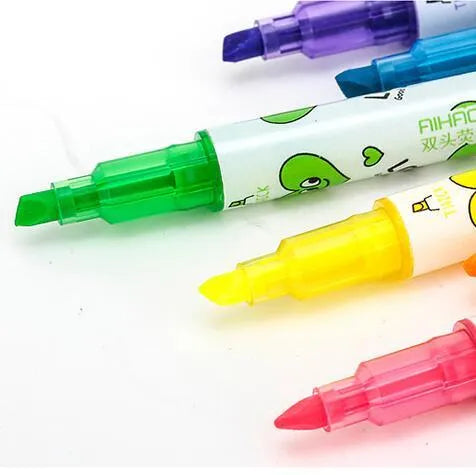 Six double-headed watercolour highlighters in pink, orange, yellow, green, blue, and purple colours