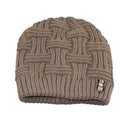 Winter bonnet knit hat in blue wool blend beanie for cold weather unisex