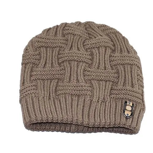 Winter bonnet knit hat in blue wool blend beanie for cold weather unisex