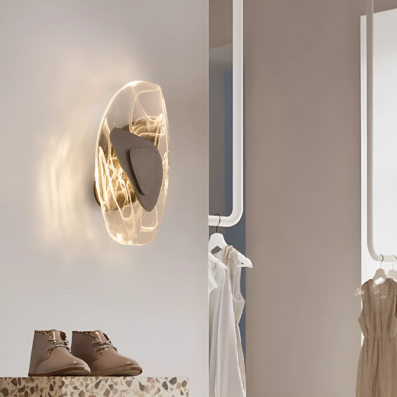 Luxury atmospheric ice block crystal wall lamp with black finish and LED light source