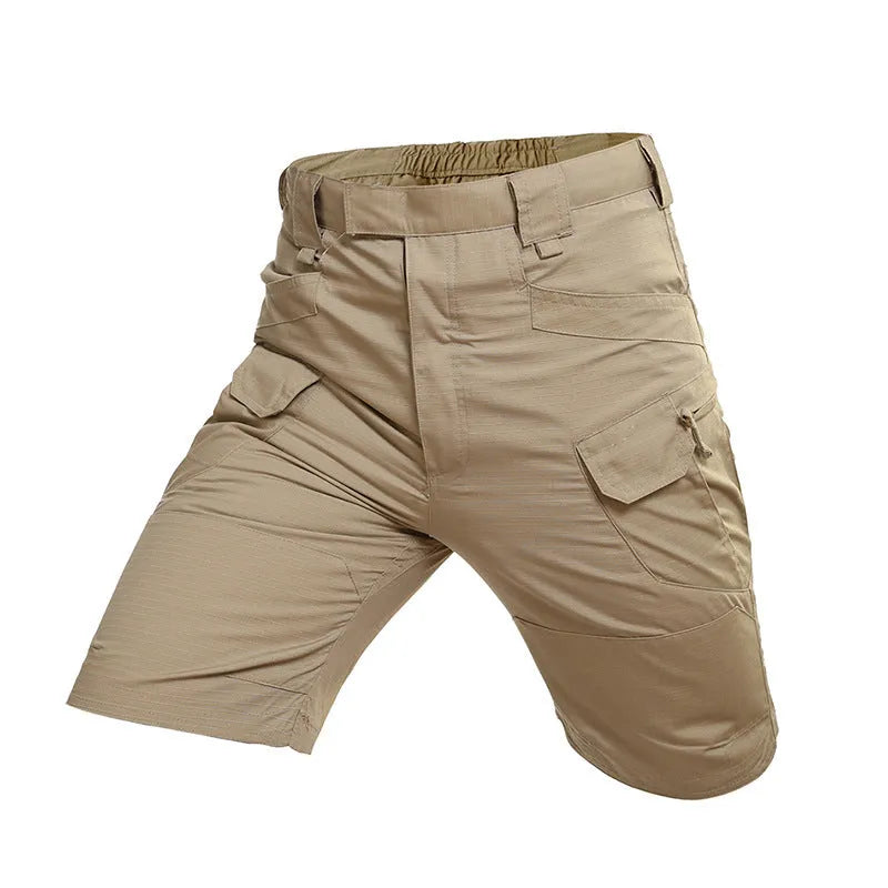 Tactical pants in black with waterproof windproof fabric and multiple pockets for outdoor use