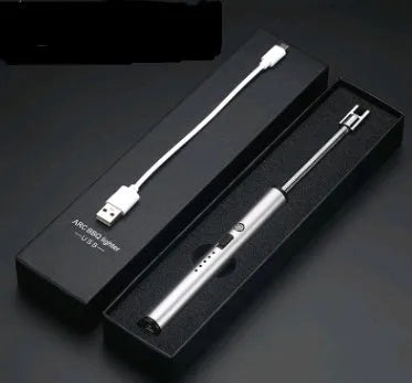Rechargeable electric lighter with zinc alloy body and PVD ice plating finish in a gift box
