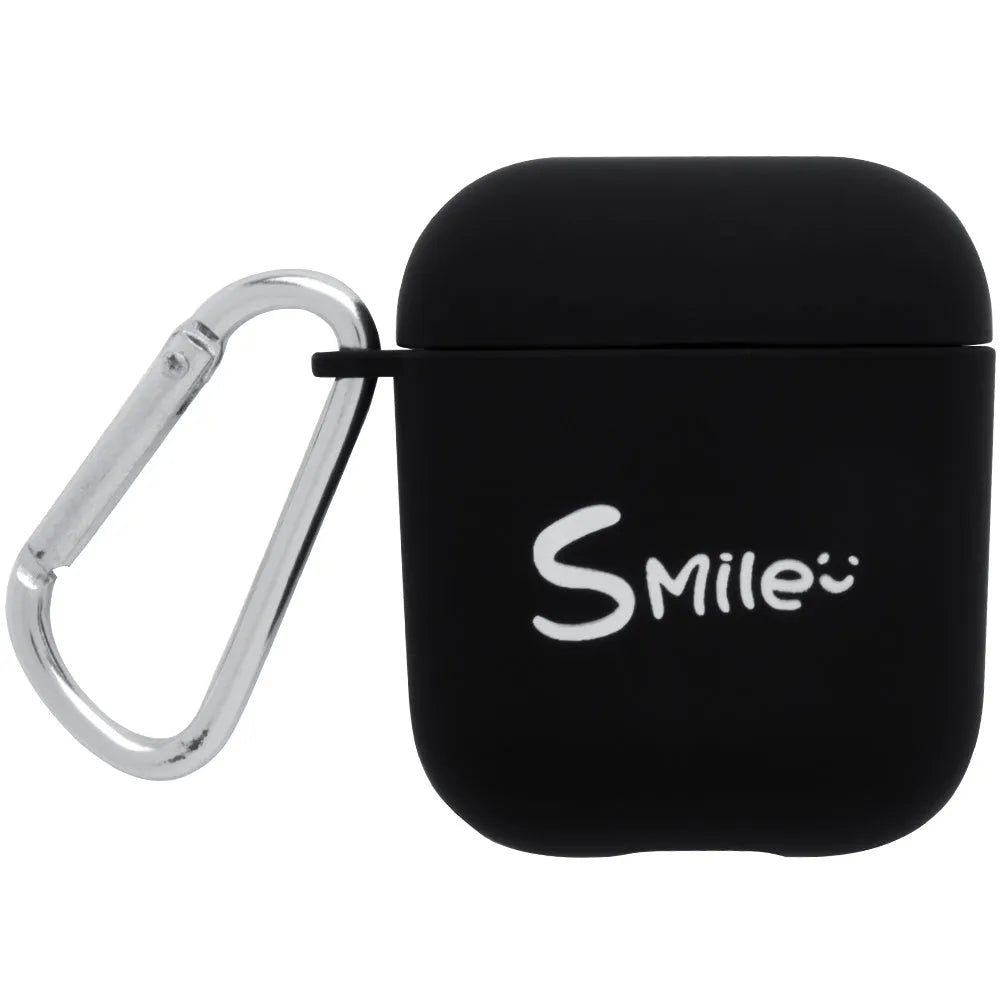 PC AirPods cover with decorative flower design on black background