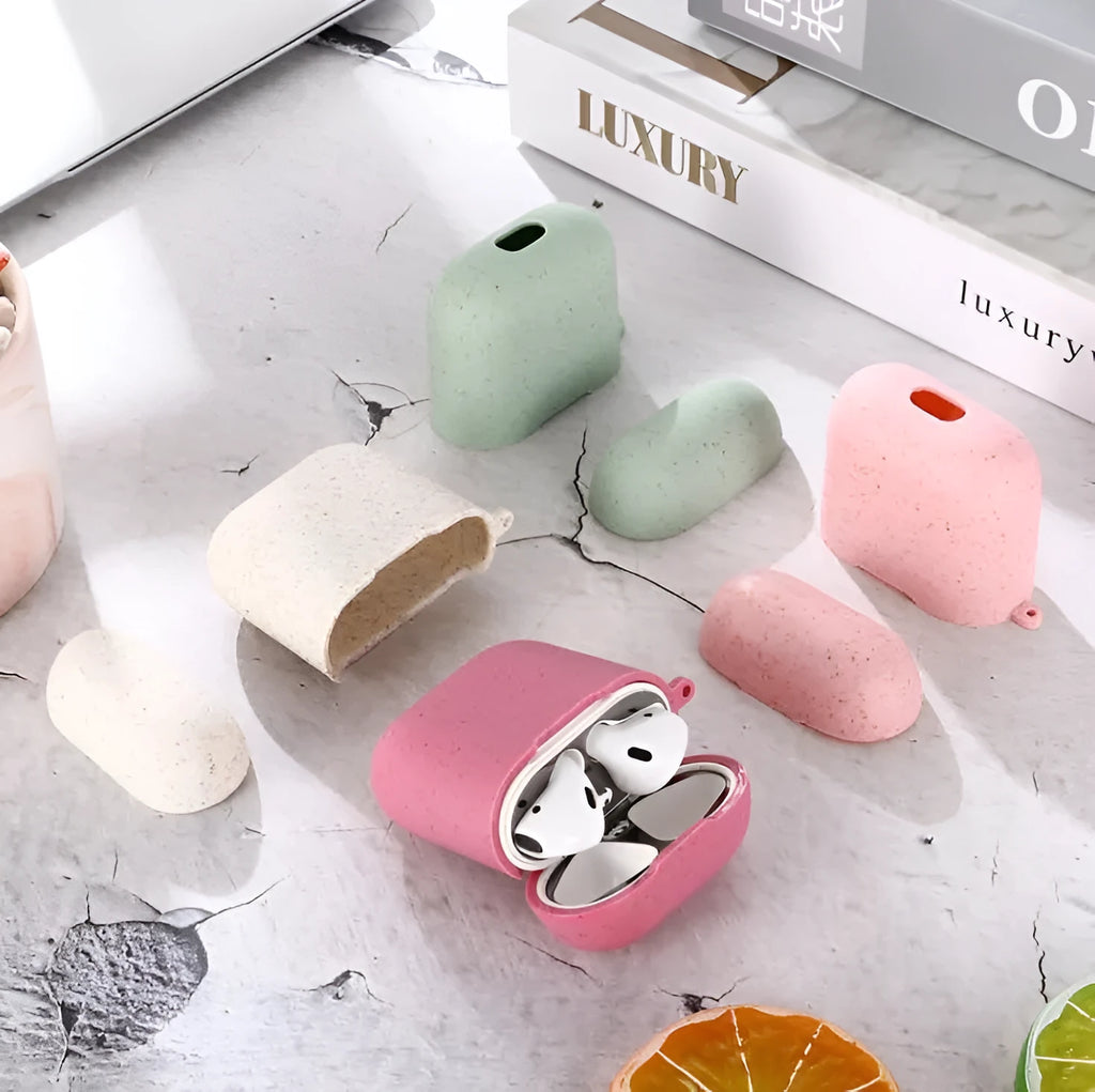 TPU headphone case in Beige, Green, Pink, and Rose Red with zip closure and cable management