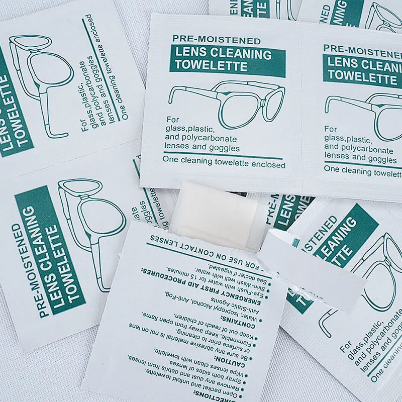 100 pack individually packaged white glasses cleaning wipes with anti-fog properties