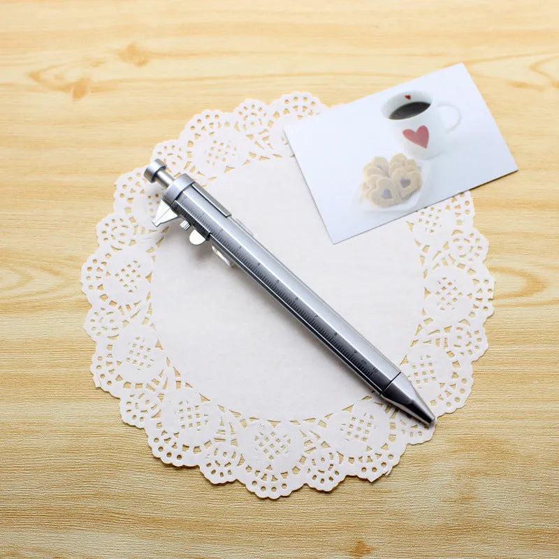 15cm long multifunction ballpoint pen with integrated slide caliper in assorted colours