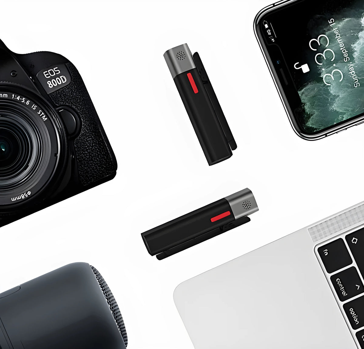 SmartMike+ wireless Bluetooth lavalier microphone for mobile phone Vlog recording, available in Black or White