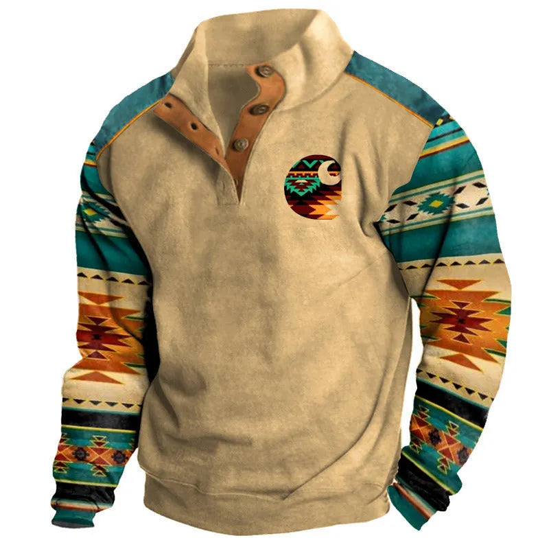 Men's 3D printed casual sweatshirt in polyester, long sleeve pullover, sizes XXS to 6XL