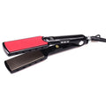 Black tourmaline ceramic hair straightener with slim heated plates, suitable for dry hair styling