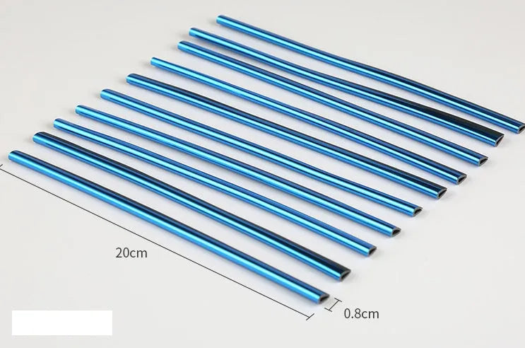 Decorative air conditioner strip PVC 0.8cm x 20cm for car air outlet in six colours, 10-piece set.