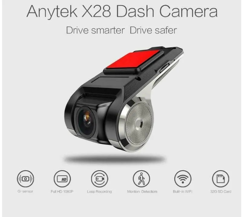 Black Anytek USB hidden recorder car DVR with 1080p camera, WiFi, GPS logger and 150-160 degree view angle