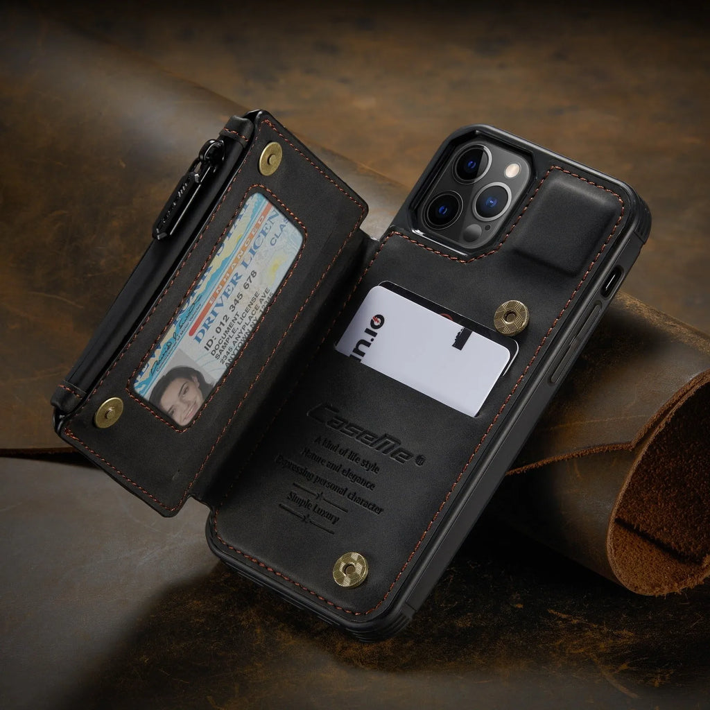 Black mobile phone case with an integrated anti-theft brush holster clip on the back