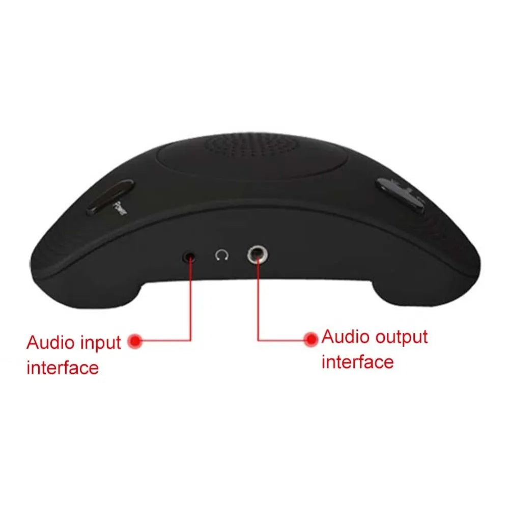 Black omnidirectional USB conference microphone with echo cancellation and noise reduction