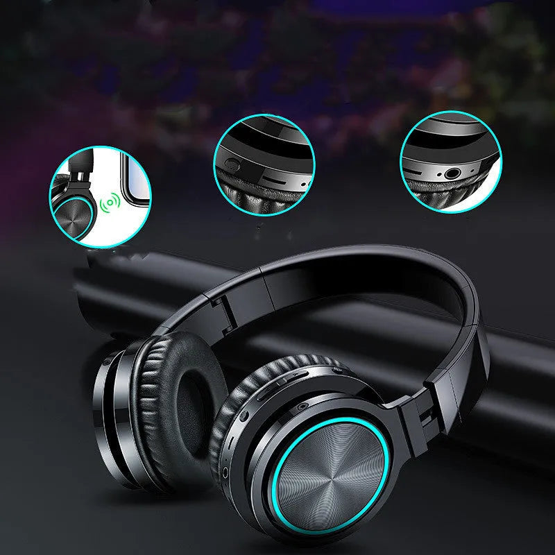 B12 wireless folding headset in black, black and red, or white and grey colour options.