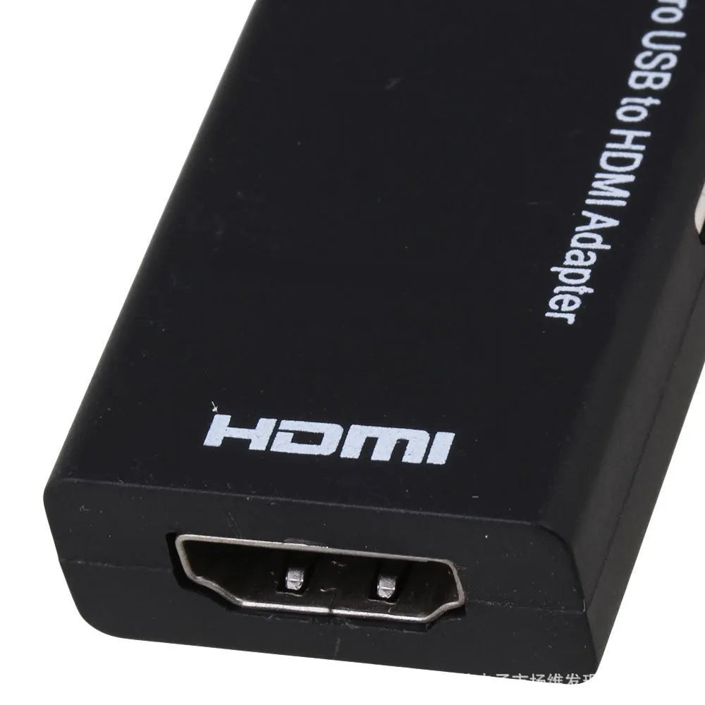 Black HD handset to HDMI adapter cable with gold-plated connectors on a white background