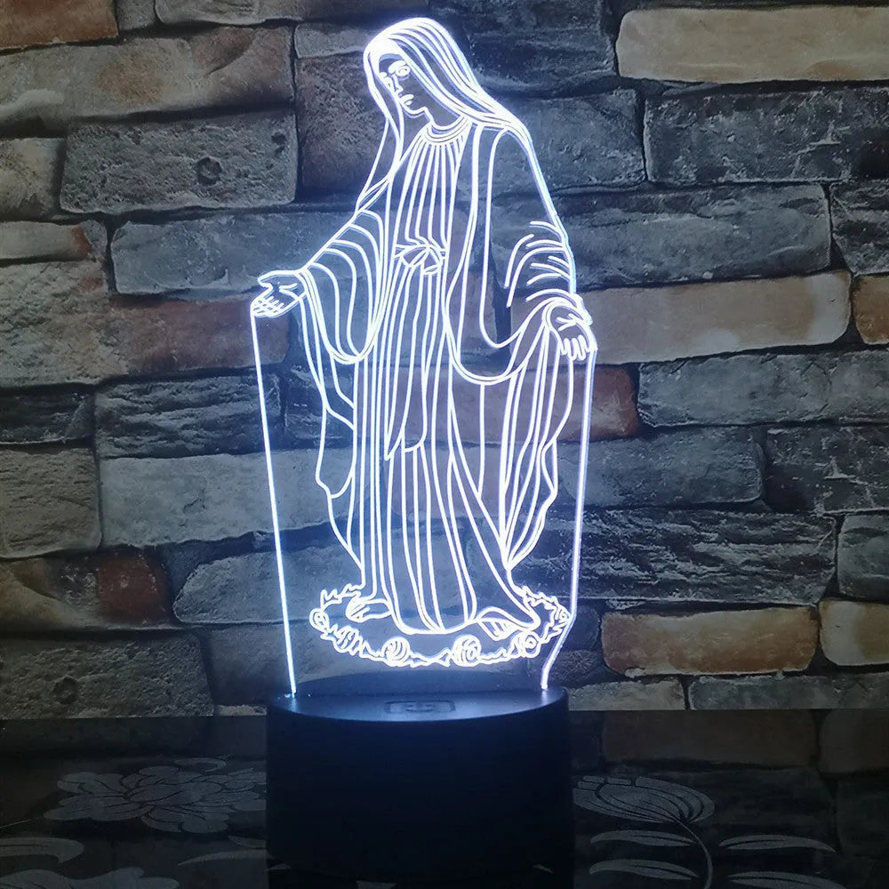 3D LED night light showing laser-engraved acrylic creating stereoscopic dual ring patterns