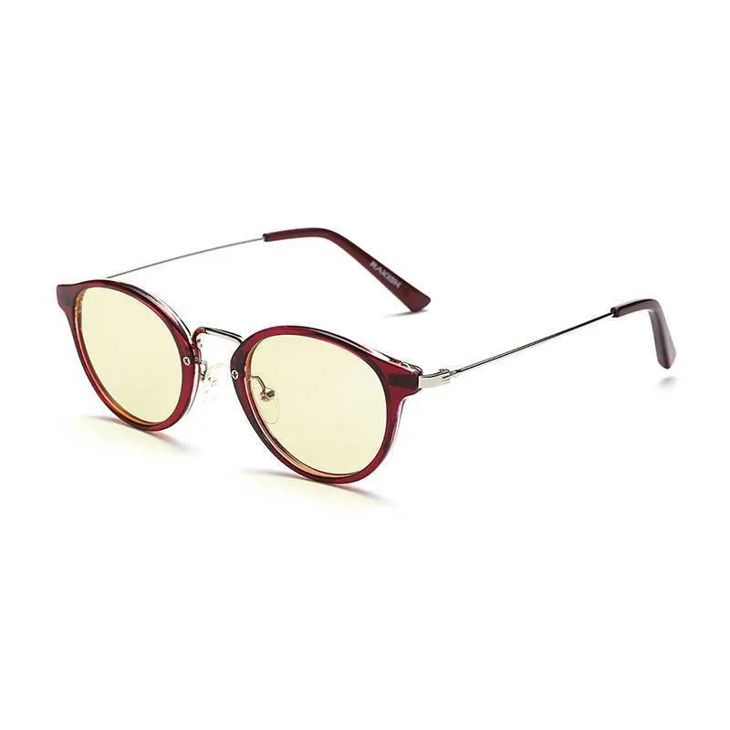 PC full frame anti-blue light literary glasses in purple leopard print colour.