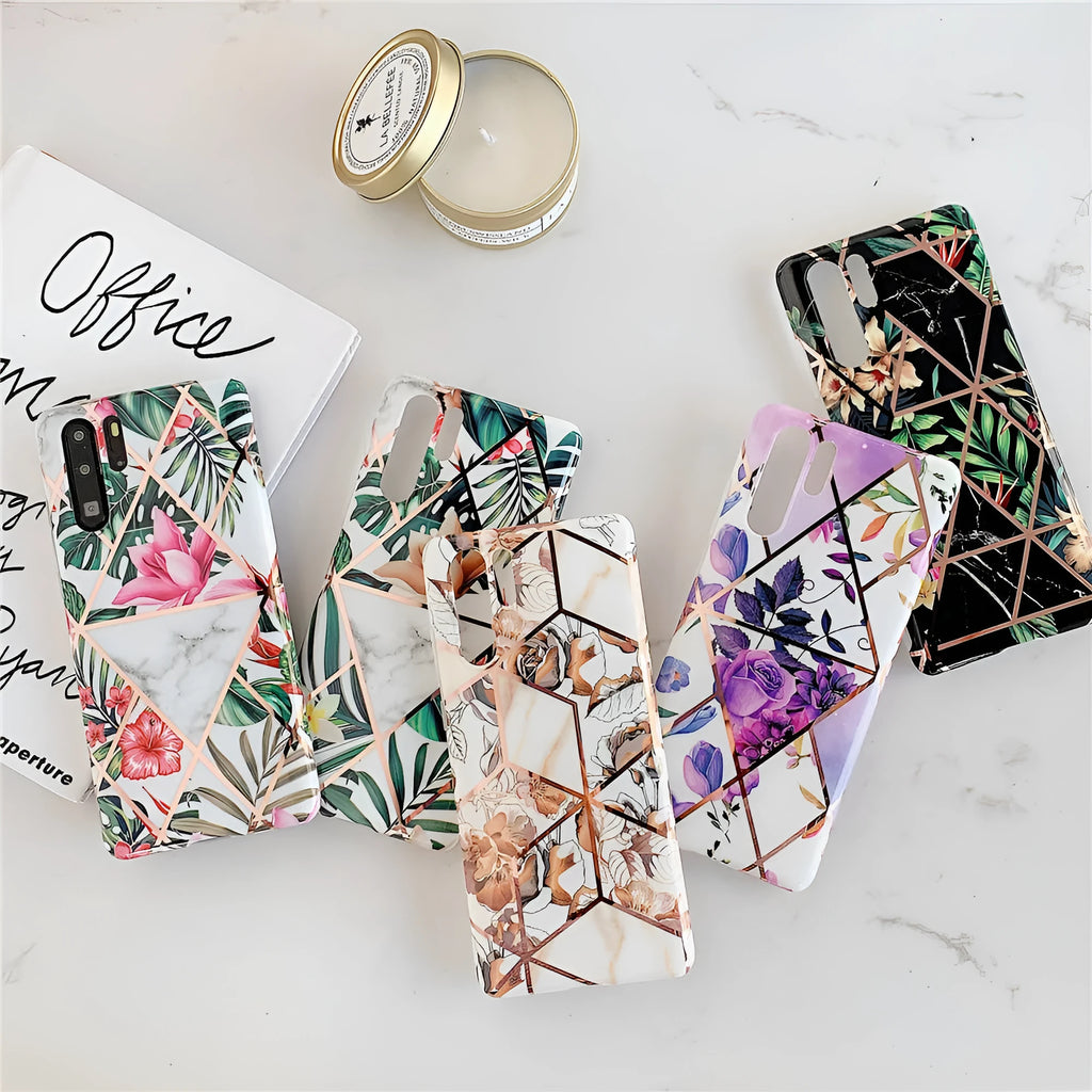 Floral lattice pattern Huawei phone case in TPU and PC materials
