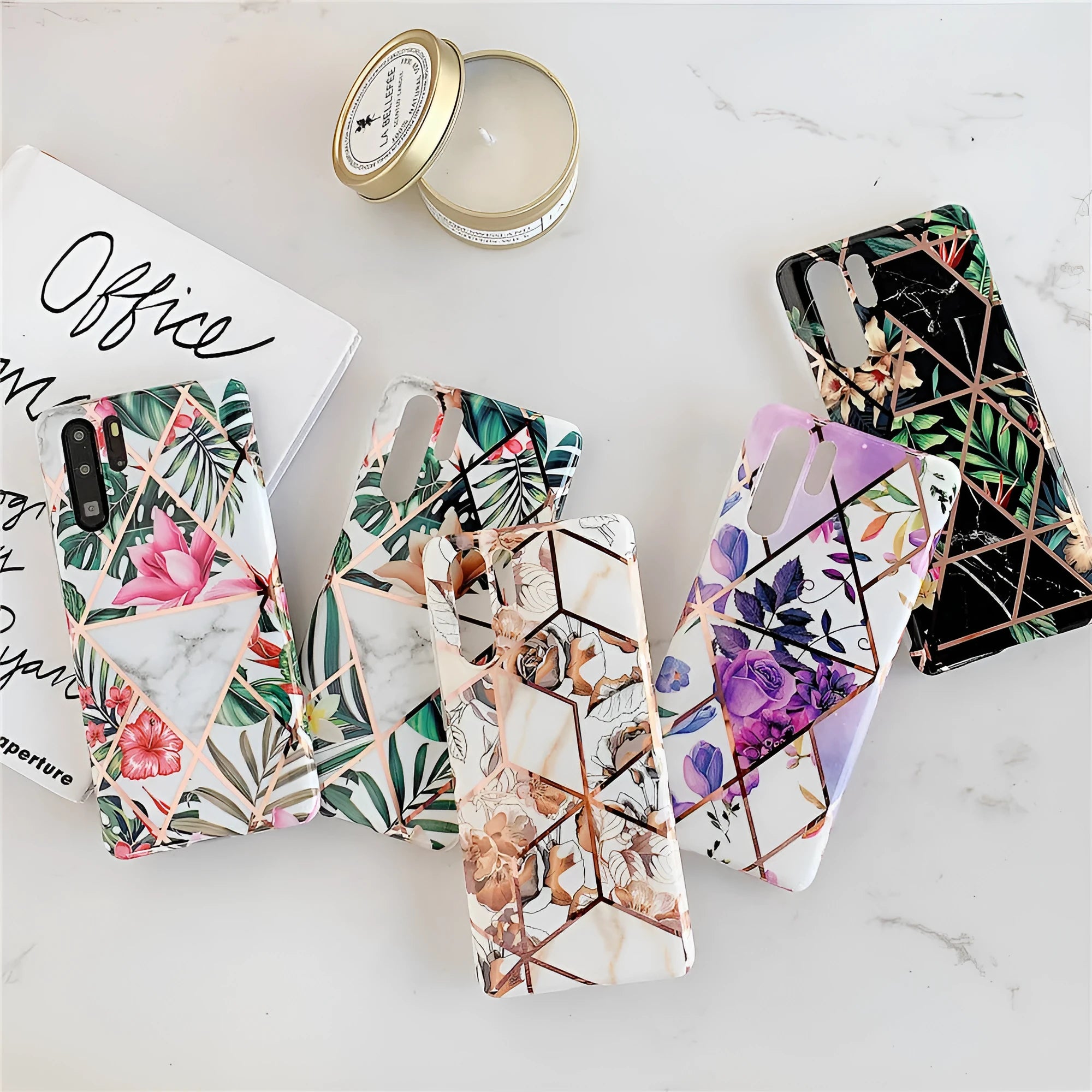 Floral lattice pattern Huawei phone case in TPU and PC materials