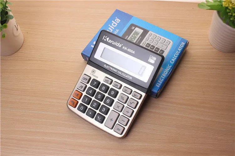 Aluminium office computer commercial desktop calculator, approximately 14.5 x 11 x 2.5cm, Calculator format