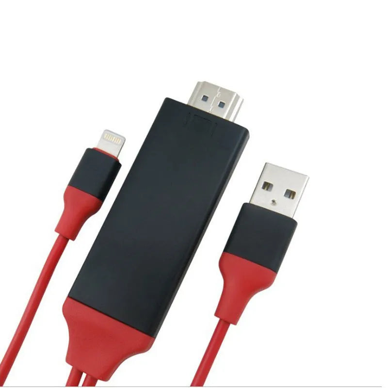 Black Lightning to HDMI cable adapter for iPhone 5 to 11 Pro Max with reversible plug