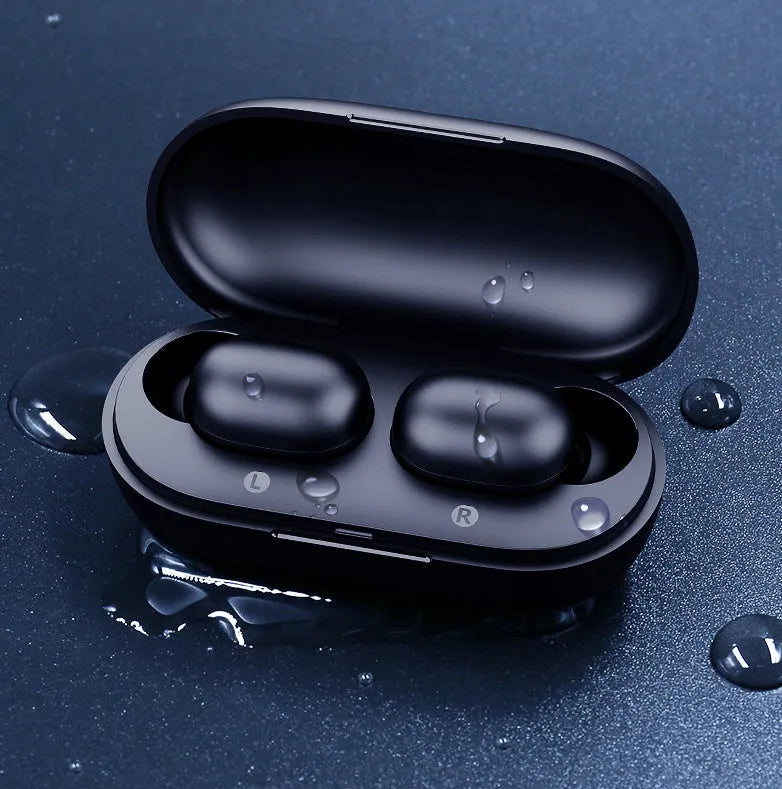 Wireless Bluetooth 5.0 binaural stereo in-ear motion waterproof earbuds in black and white