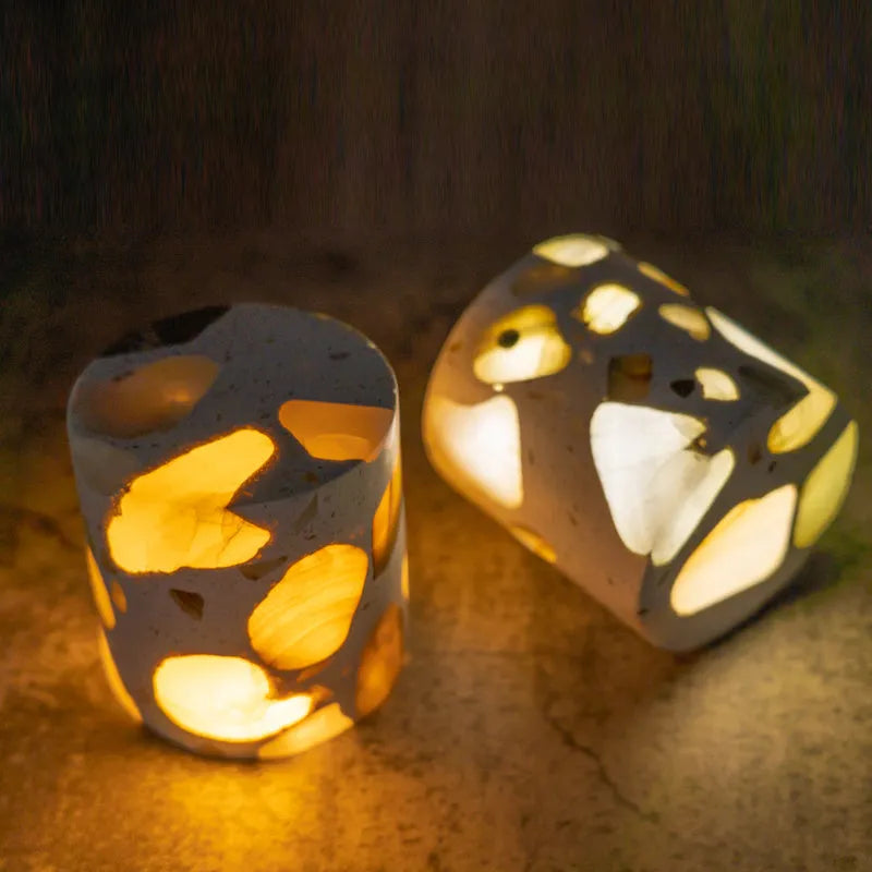 Terrazzo night light, 10 x 10 x 7.5cm, tri colour dimming, non-intelligent control, for bedroom bedhead and sleep atmosphere
