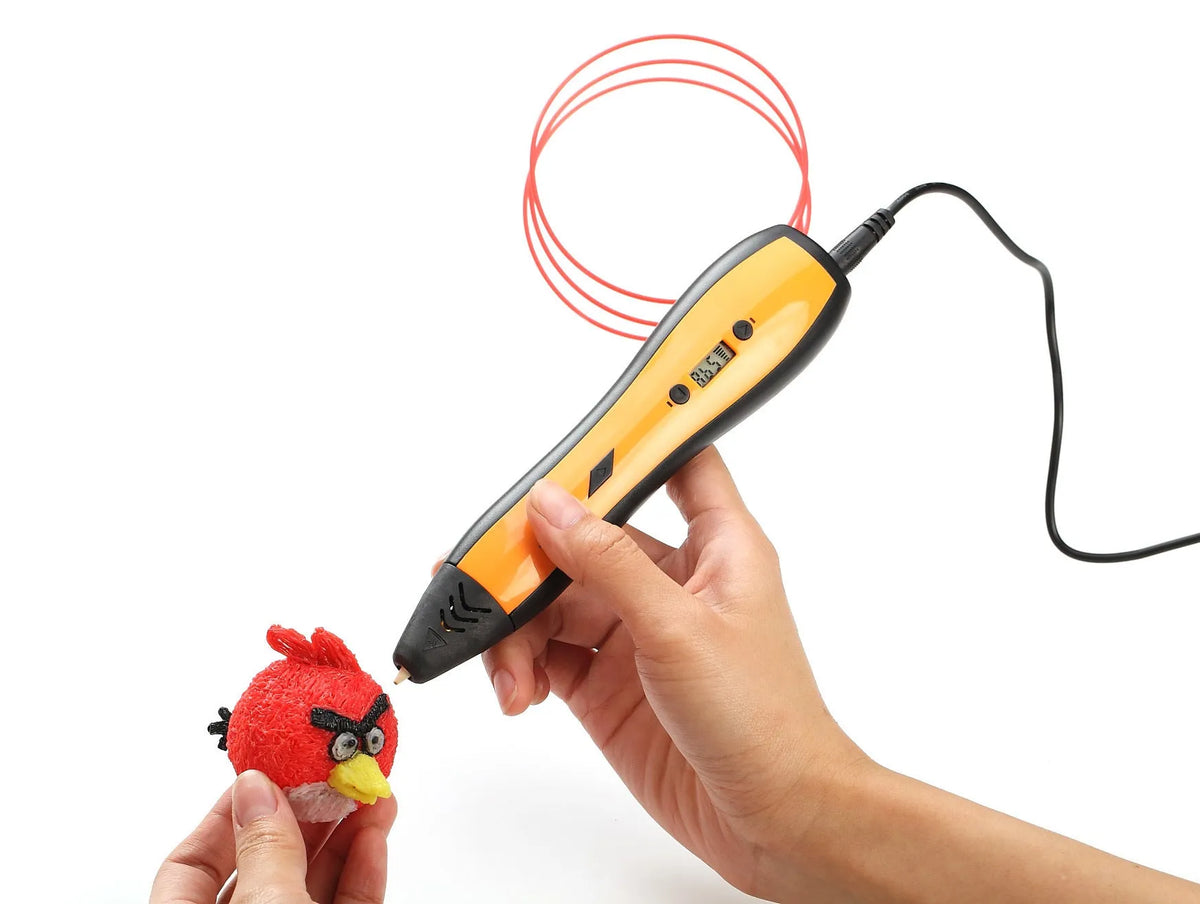 Blue 3D printing pen with LCD screen and ceramic nozzle for children