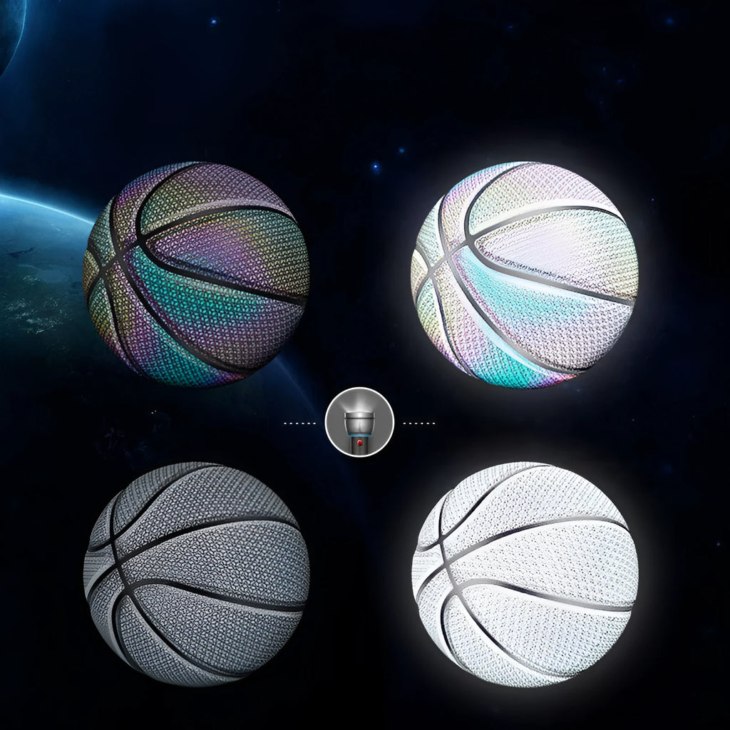 Glowing fluorescent basketball number 7 size with wear-resistant PU soft leather surface